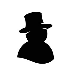 Classic snowman silhouette icon representing winter season, holidays, cold weather fun and festive outdoor activities
