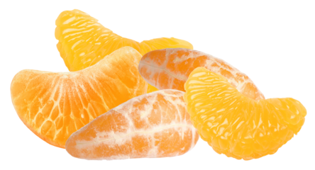 close-up shot of tangerine segments stacked creatively to highlight texture and color, ideal for food blogs and dietary content photographs