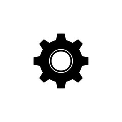 Industrial gear cog silhouette icon symbolizing engineering, machinery, settings, productivity, technology and mechanical systems
