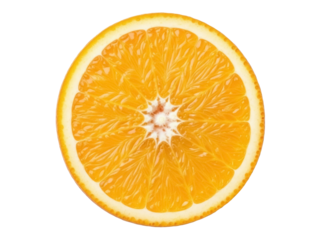 Isolated citrus fruit slice, cross section of an orange ready for healthy eating, snack