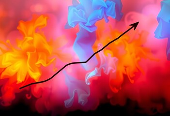 A downward sloping line graph illustrating a declining trend,  bearish,   red