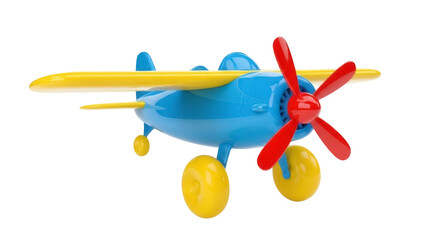 Isolated retro biplane toy, classic airplane with propeller for toddler child and imagination © Radovan