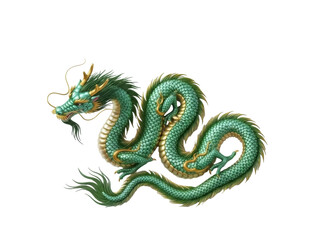 Fototapeta premium Isolated Chinese Dragon Illustration for Asian Cultures, Mythical Beasts, and New Year