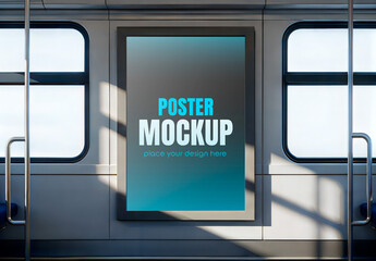 Billboard In Train Poster Mockup