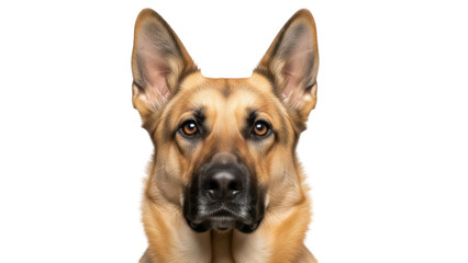 Isolated portrait of a German Shepherd dog, headshot in natural light and studio conditions