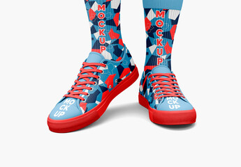Sneakers With Socks Mockup