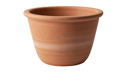 Isolated terracotta flowerpot or plant container for garden decorations on seamless surface