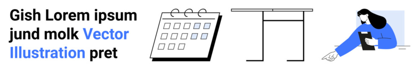 Scheduling, planning, office organization, time management, remote work, workplace productivity. A calendar, office table and person holding a phone. Scheduling and planning concept