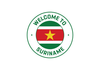 Welcome to Suriname Travel Badge with National Flag of Suriname