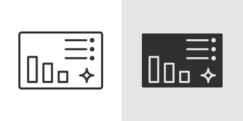 AI Dashboard Icon AI dashboard icon representing intelligent data visualization, featuring charts, graphs, or interface elements integrated with neural or circuit patterns to symbolize AI-powered.