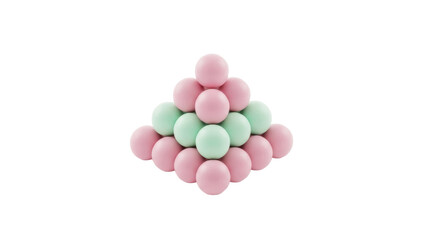 Isolated pyramid of pastel colored chocolate candy gumballs, light pink and mint green hues
