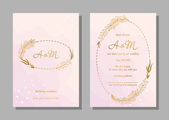 Wedding invitation card. Marriage background with pretty stylized floral twigs.