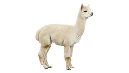 Obraz premium Isolated, single alpaca standing in a tranquil pose, Peruvian mammal in full body shot
