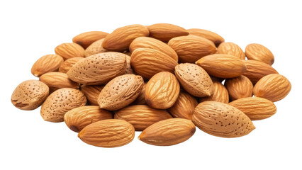 Isolated pile of almonds, a healthy and popular snack, rich in nutritious fats and vitamins