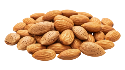 Isolated pile of almonds, a healthy and popular snack, rich in nutritious fats and vitamins