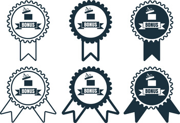 Fototapeta premium Bonus Badge Ribbon Icon Set.