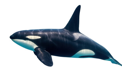 Isolated orca whale predator marine mammal majestic cetacean, powerful aquatic animal © Ines