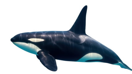 Isolated orca whale predator marine mammal majestic cetacean, powerful aquatic animal