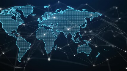 Abstract world map digital animation with connecting lines - Powered by Adobe