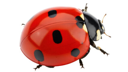 Isolated ladybug, detail of the beetle shell and body, a close-up image with no background