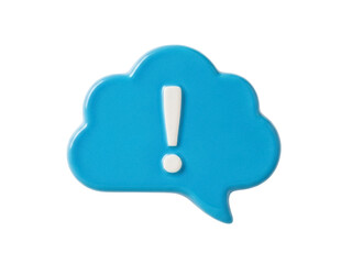 Isolated blue notification cloud bubble with exclamation mark, a crucial alert message
