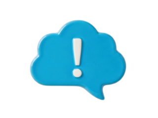 Isolated blue notification cloud bubble with exclamation mark, a crucial alert message