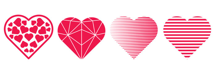 Decorative Heart Shape Pattern Collection – Modern Geometric, Dotted, Line and Abstract Love Symbol Vector Design