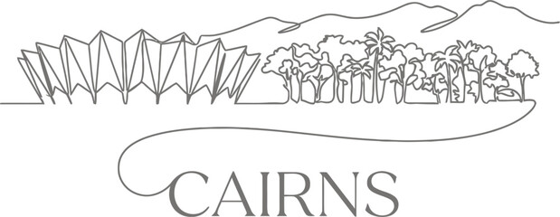 Cairns city skyline one continuous line vector illustration