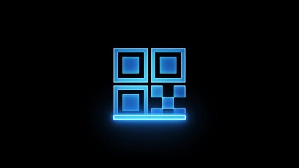 Scanning qr code digital technology symbol motion graphic element on black background - Powered by Adobe