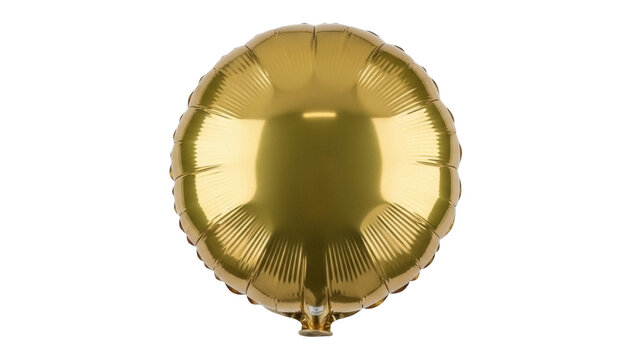 Isolated golden foil round balloon, helium party birthday decoration, celebration design element