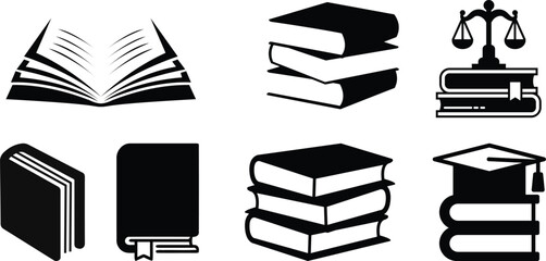 Creative black open book logo vector design illustration. Book icon. open book icon vector. ebook icon.Open book icon isolated on transparent background.Knowledge icon in editable stroke