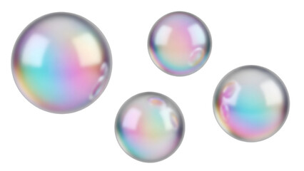 Beautiful iridescent bubbles floating on black background