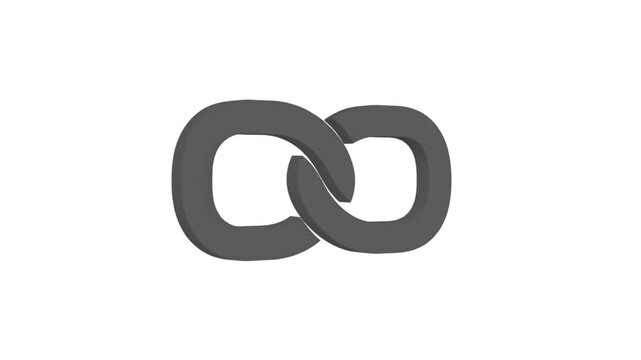 A dark gray interlocking chain link on a white background with a minimalist composition.