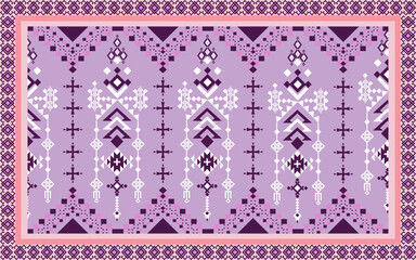 Bohemian Purple Geometric Textile Pattern with Decorative Border