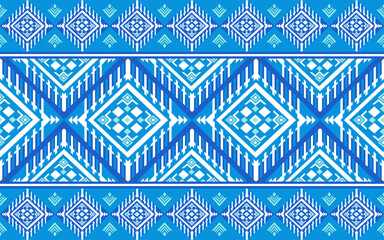 Vibrant Blue Ikat Diamond Geometric Seamless Pattern