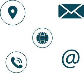 Essential Contact Information Icons Collection &ndash; Clean Flat Vector Set