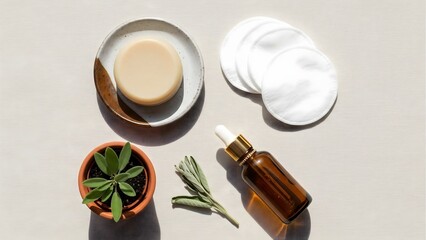 Natural skincare routine essentials for healthy skin with botanical ingredients and beauty products