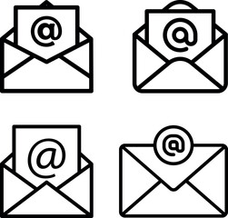 Email and Message Communication Line Icons Set &ndash; Minimal Vector UI Symbols
