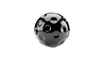Black Sphere with Dimples on White Background