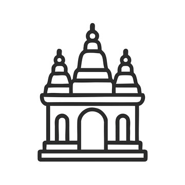 Minimalist Asian Temple Icon Outline Drawing Vector Graphic