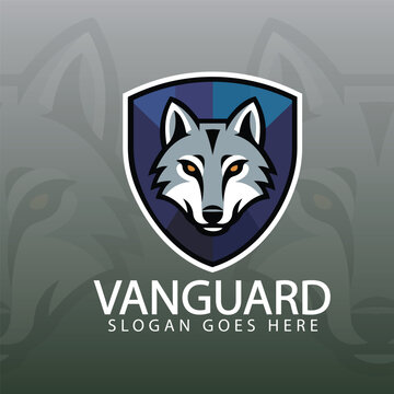Professional wolf shield mascot logo featuring a fierce geometric animal head, modern sports emblem, esports team identity, gaming badge and powerful competitive branding design