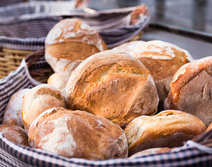 ruddy rolls of fresh warm grain bread