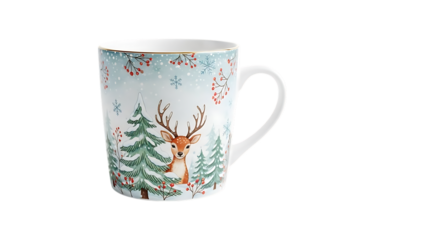 Christmas mug with deer and tree design