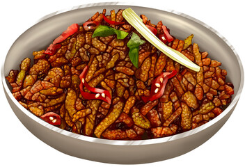 Tempe Orek Traditional Indonesian Food Illustration