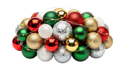 Colorful christmas ornaments with fairy lights