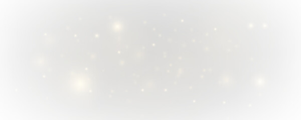 Golden yellow dust sparkles with glitter, sparks, shimmer across soft bokeh and blur, glowing with warm highlights, flare light particles twinkle for Christmas, New Year magic. PNG illustration