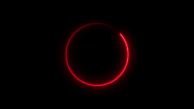  Modern glowing progress loading circle, neon process icon animation 4K on black background. 