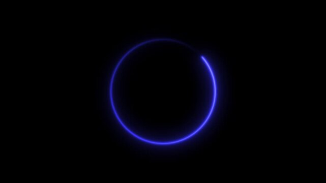  Modern glowing progress loading circle, neon process icon animation 4K on black background. 
