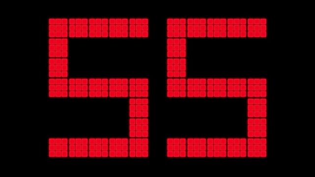 Red LED Digital 60 Seconds Countdown Timer Emergency and Alarm Style Animation
