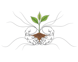 Hand drawn vector illustration of a green apple and sprout plant representing nature, growth, and eco friendly design icons for environmental concepts